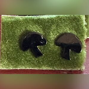 BLACK Little Mushroom Earrings